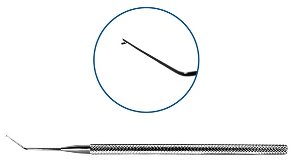 Fenzel Lens Manipulator, 10.0 Mm Shaft W/ 0.2 Mm T-Shaped Hook, 4 3/4" (12.0 Cm), Angled